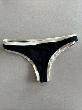L*Space Bitsy Cut Black Bikini Bottom with Cream Trim